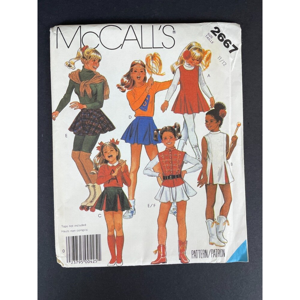 McCall's 2667 Girls Cheerleading Costume Size 11/12 UNCUT